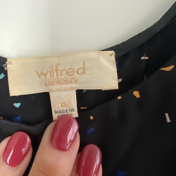 Aritzia Wilfred Black Confetti Speck Split Back Silk Tank Top XS - Picture 2 of 4